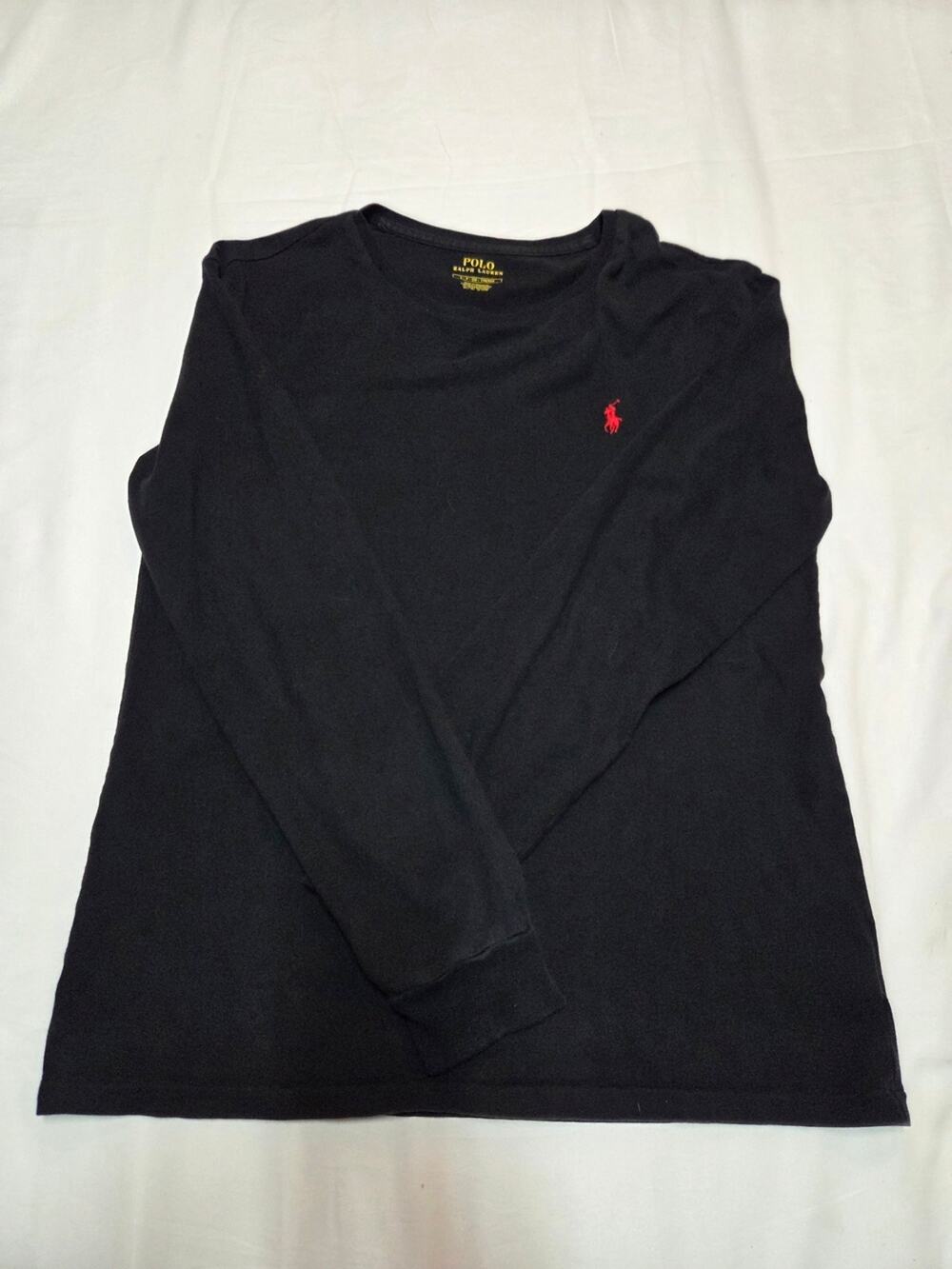 Polo by Ralph Lauren Black Long-Sleeve Crewneck with Red Pony Logo